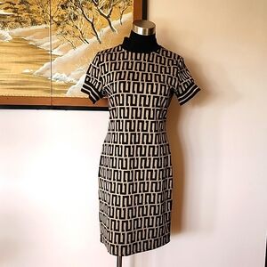 Derek Heart black tan Geo Jacquard Dress women's L